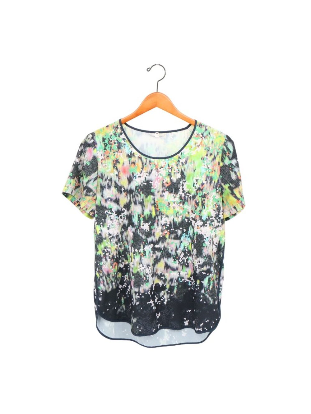 Margaret O'Leary Geometric Print Short Sleeve Blouse Top S M
